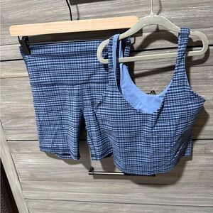 Lululemon Align high rise short 6 inch and tank both size 6 glow grid washed den